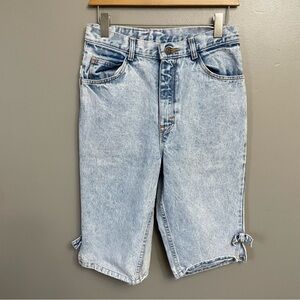VINTAGE NO EXCUSES 80s 90s acid Wash Jorts Bermuda Denim Shorts Size 10 bow